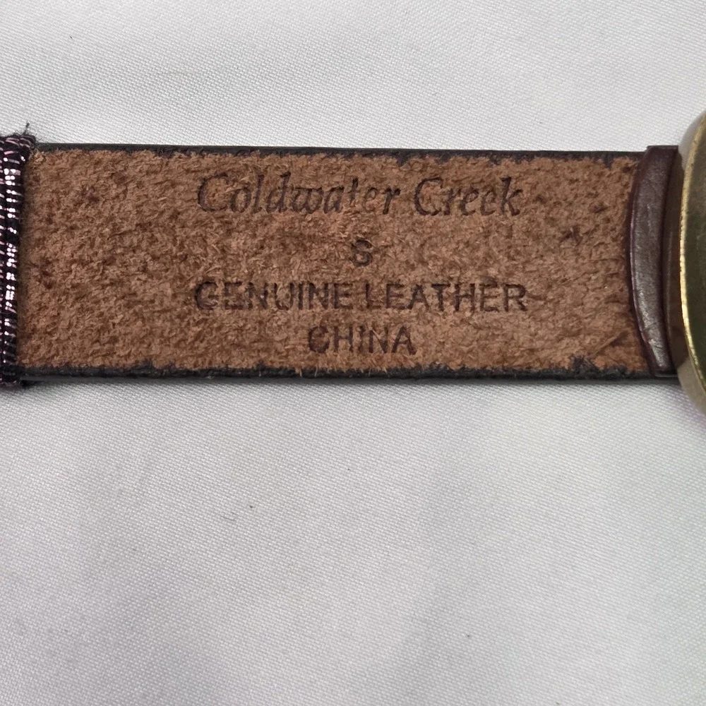 Coldwater Creek Vtg Womens Sm Leather‎ Multicolor Metallic Thread Wrapped Belt